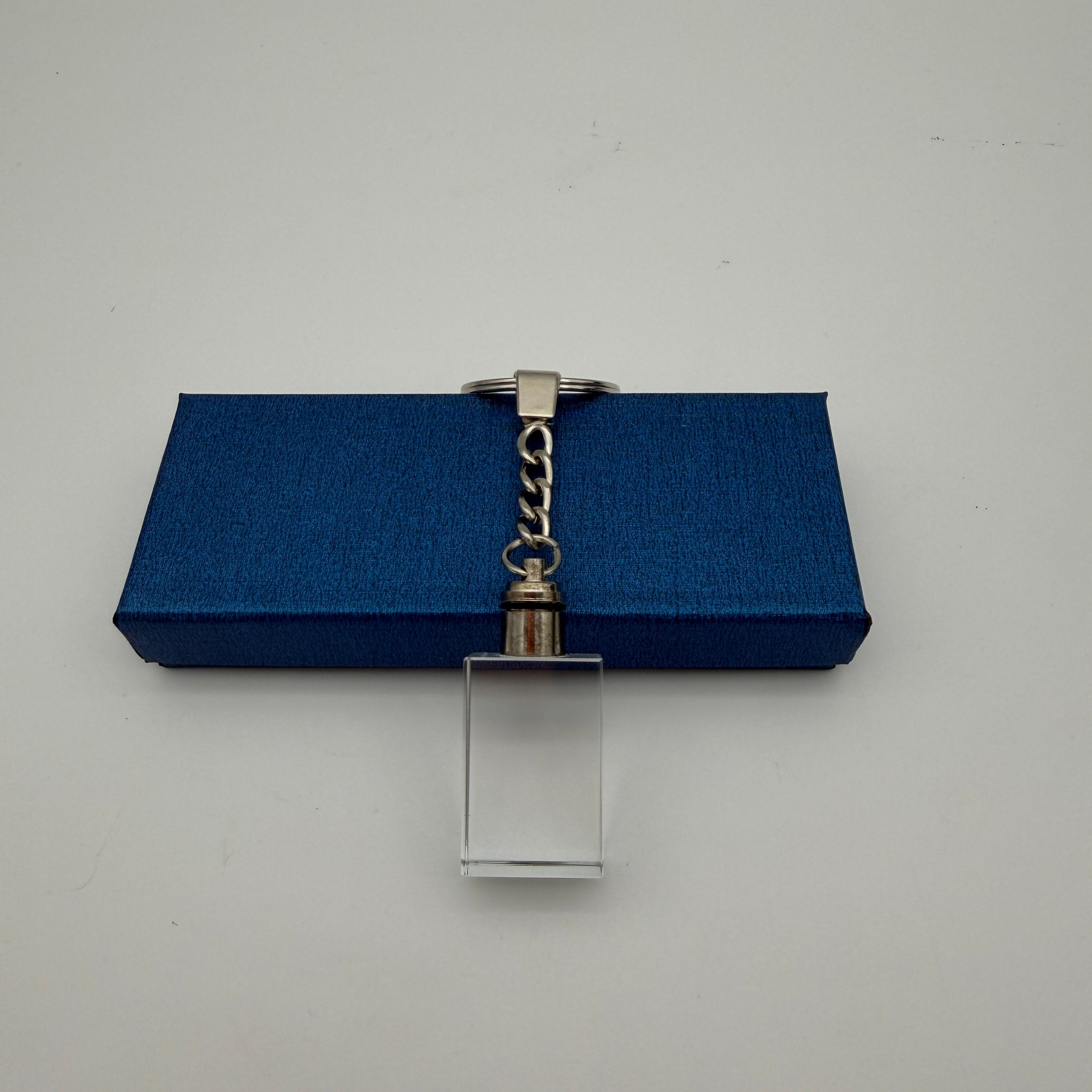 Personalized LED Light Crystal Keychain - Unique Customized Gift