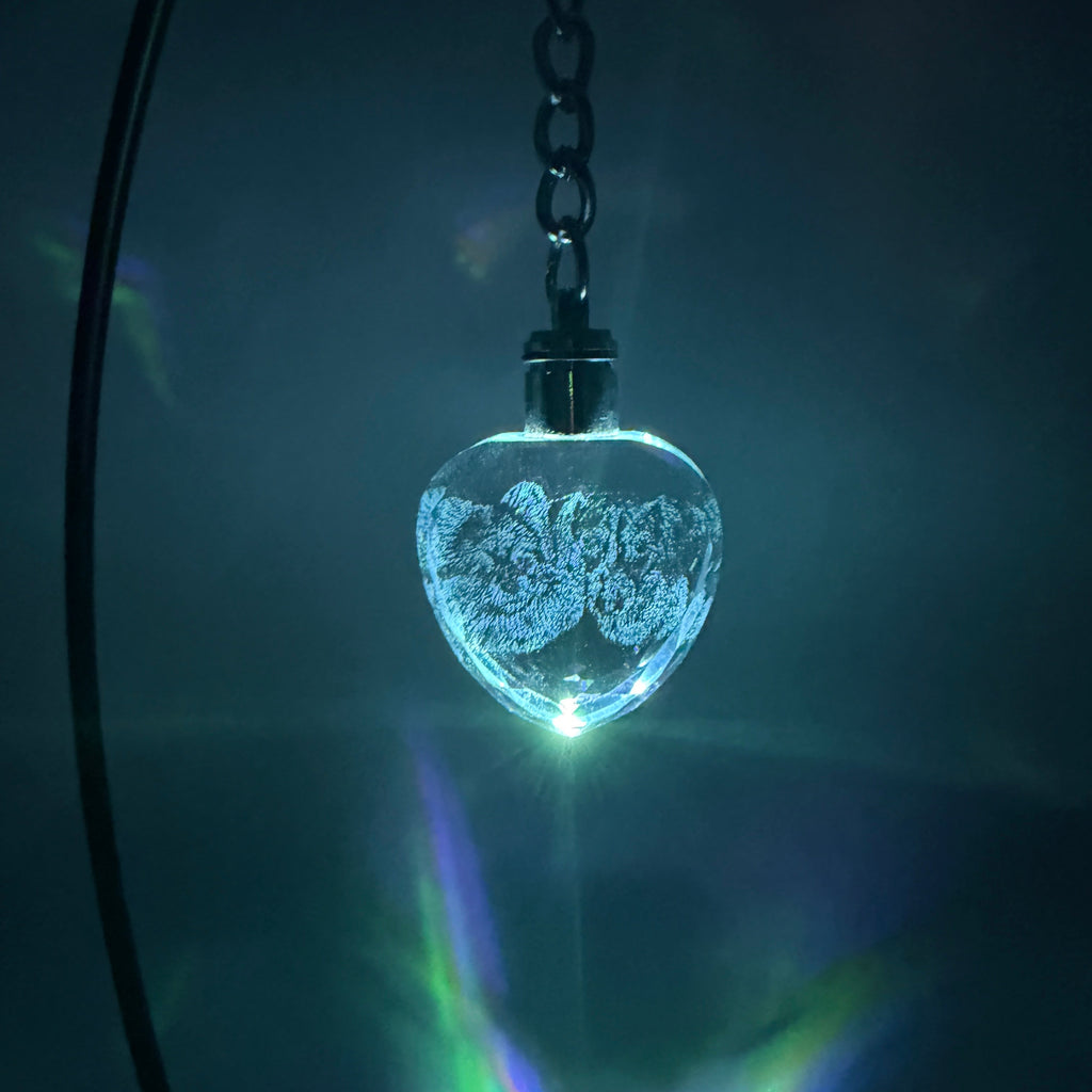 Personalized LED Light Crystal Keychain - Unique Customized Gift