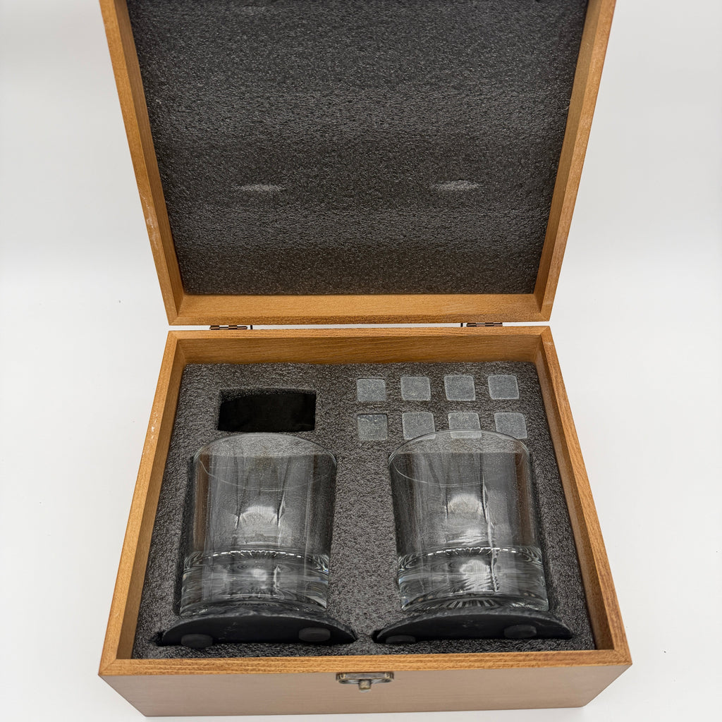 Whiskey Glass & Coaster Box - Customizable Gift Set For Every Occasion