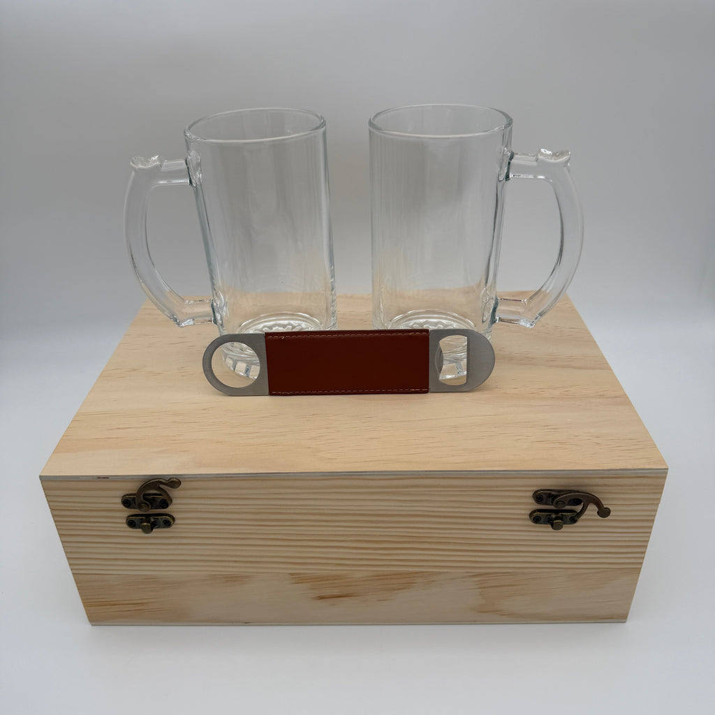 Personalized Beer Mug & Bottle Opener Box Set - Perfect For Beer Lovers