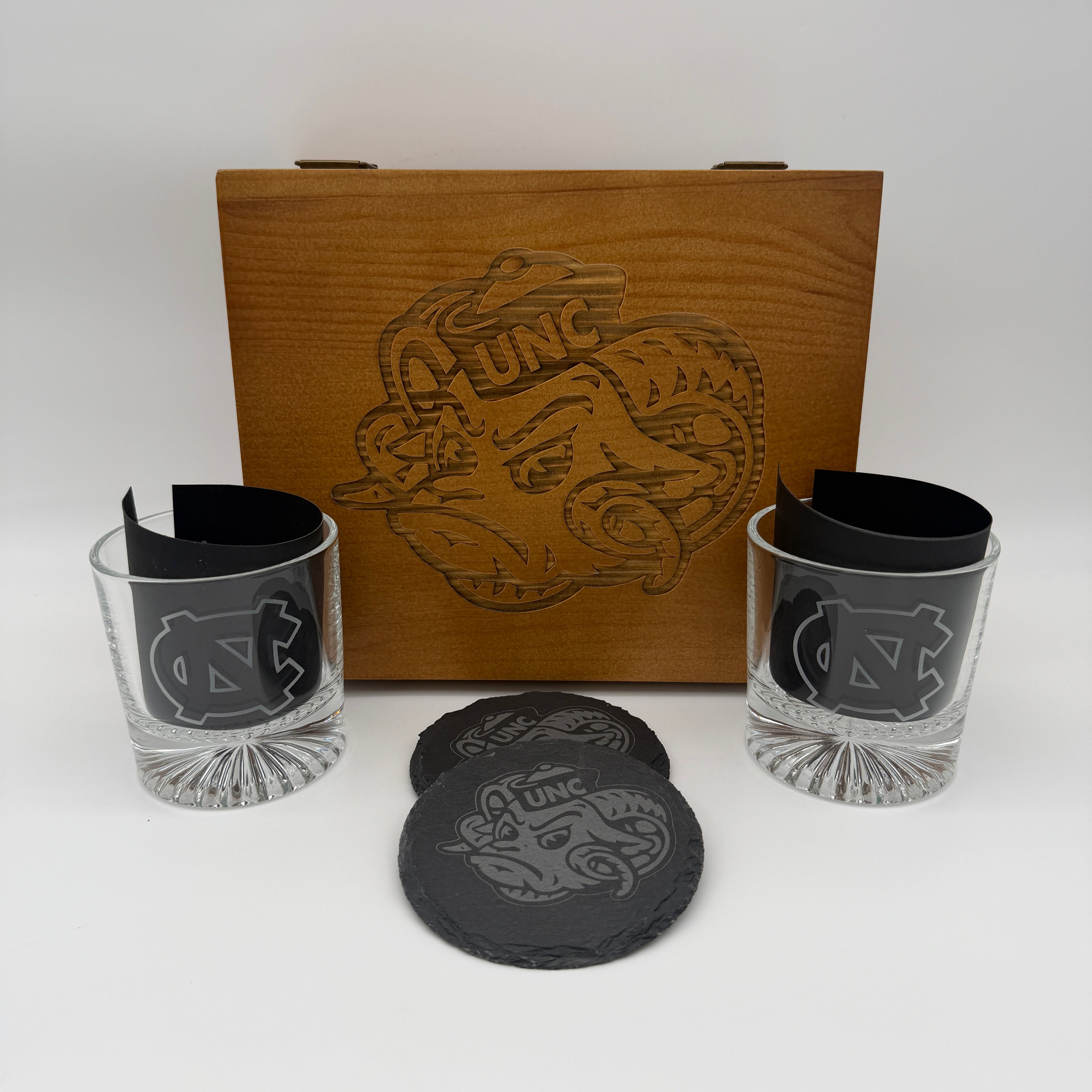 Whiskey Glass & Coaster Box - Customizable Gift Set For Every Occasion