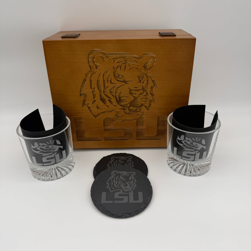 Whiskey Glass & Coaster Box - Customizable Gift Set For Every Occasion