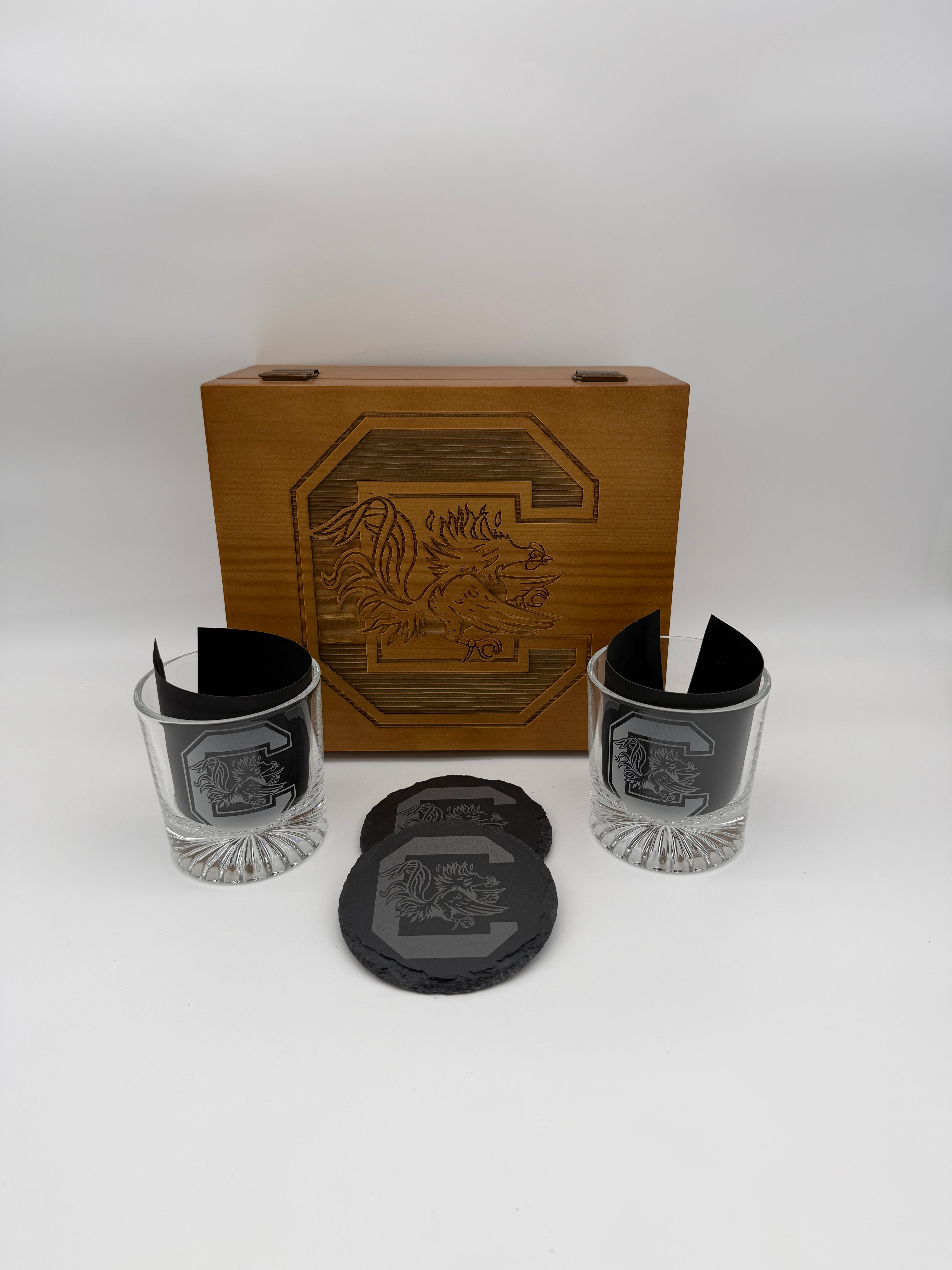 Whiskey Glass & Coaster Box - Customizable Gift Set For Every Occasion