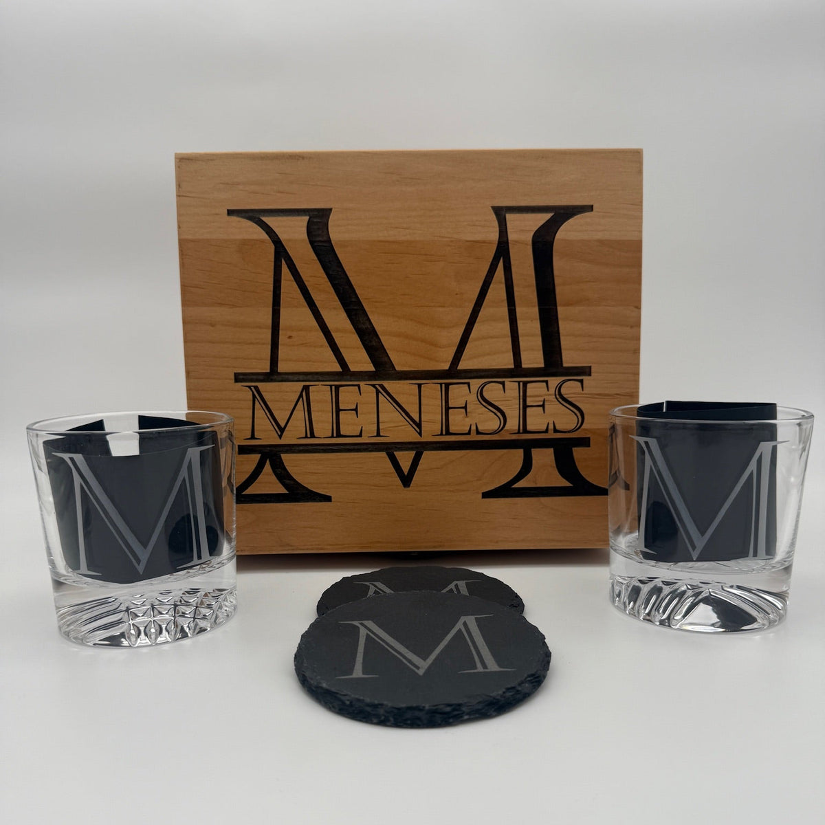 Whiskey Glass & Coaster Box - Customizable Gift Set For Every Occasion