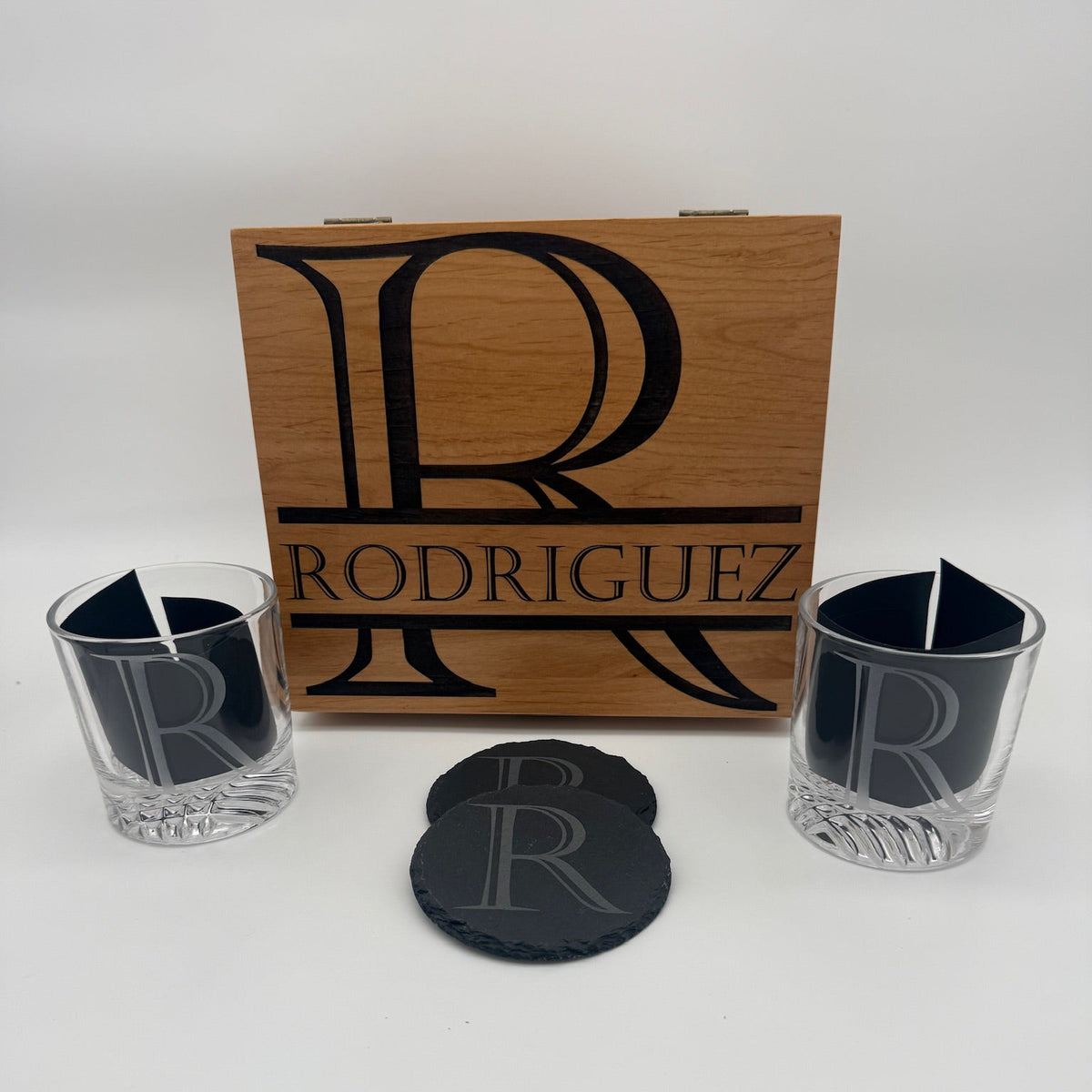 Whiskey Glass & Coaster Box - Customizable Gift Set For Every Occasion