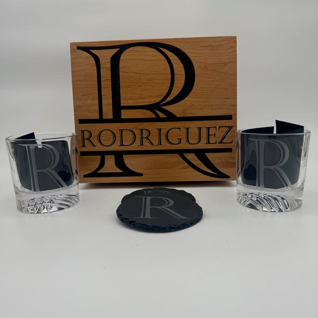 Whiskey Glass & Coaster Box - Customizable Gift Set For Every Occasion