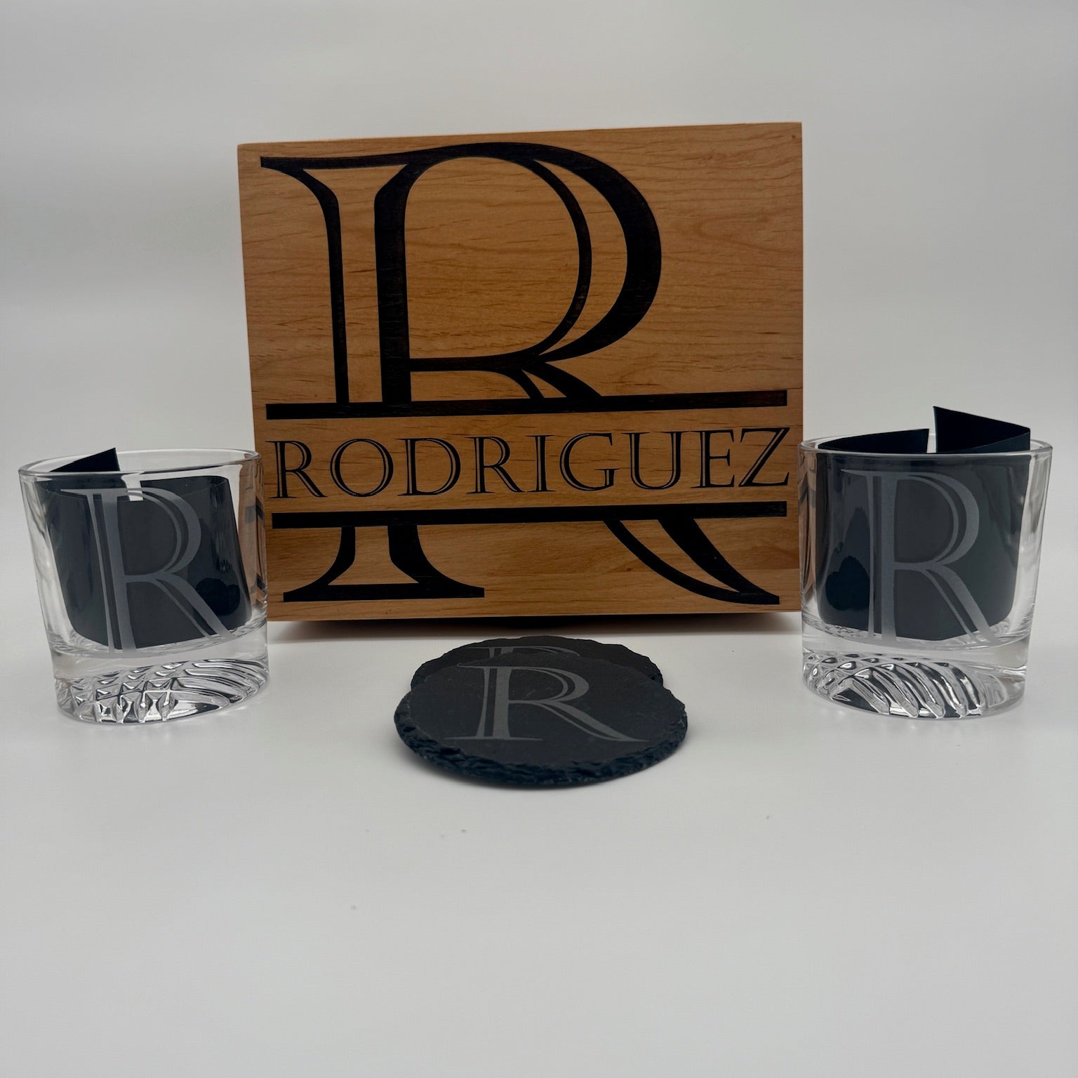 Whiskey Glass & Coaster Box - Customizable Gift Set For Every Occasion