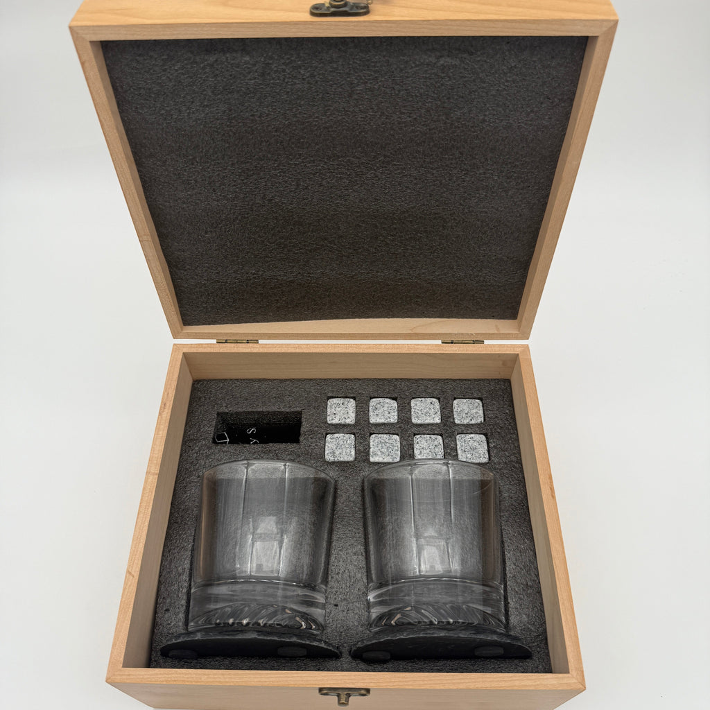Whiskey Glass & Coaster Box - Customizable Gift Set For Every Occasion