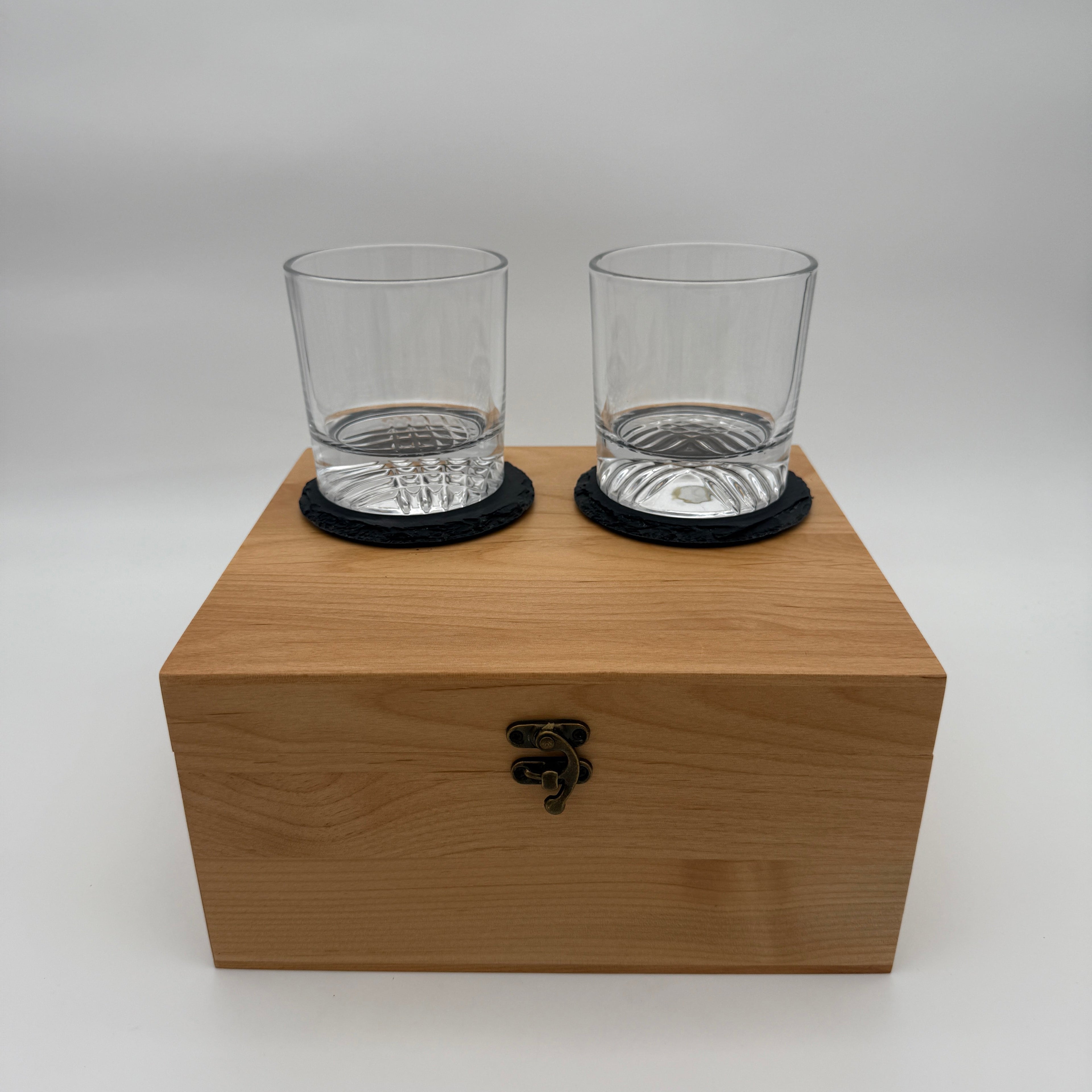 Whiskey Glass & Coaster Box - Customizable Gift Set For Every Occasion