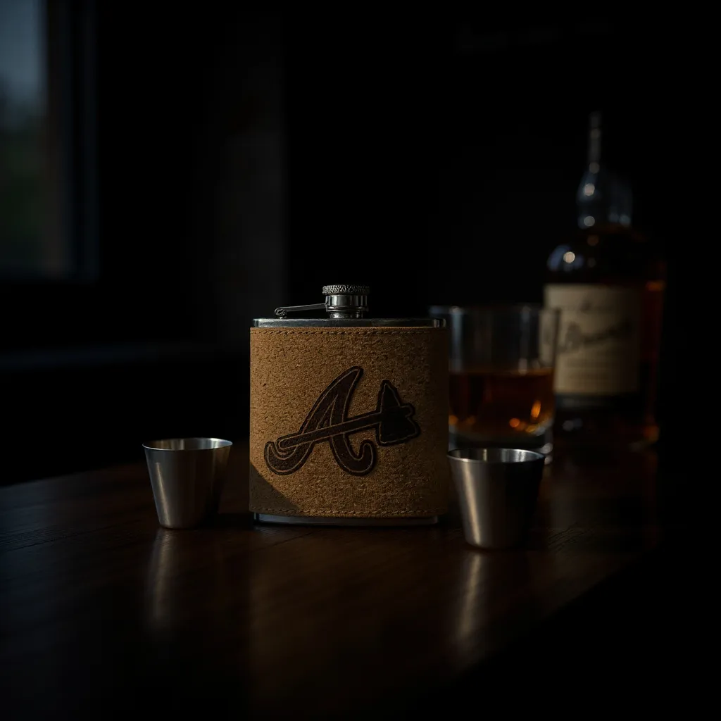 Engraved Cork Flask & Shot Glass Box - Unique Gift For Adventurers