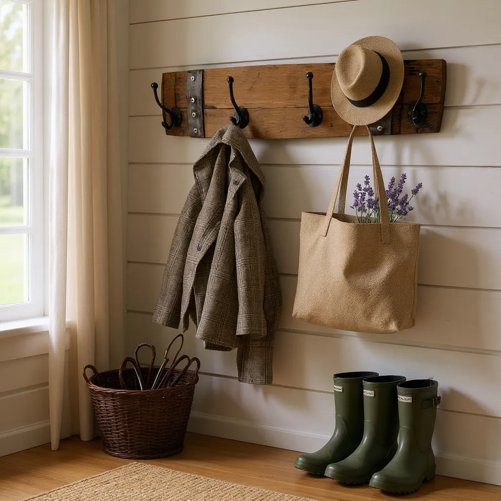 Custom Barrel Stave Coat Rack With Cast Iron Hardware - Rustic Charm For Your Home