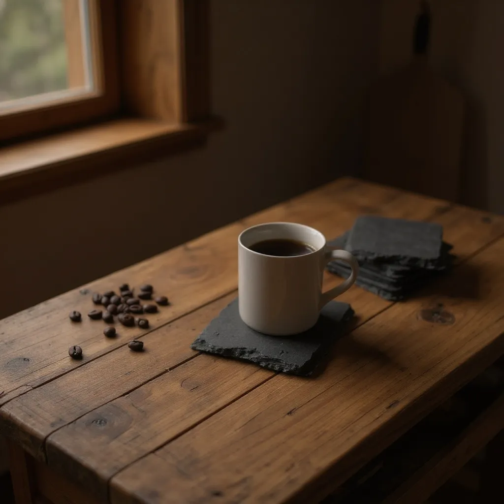 Engraved Slate Coaster Set (4) - Unique And Stylish Drinkware Accessory