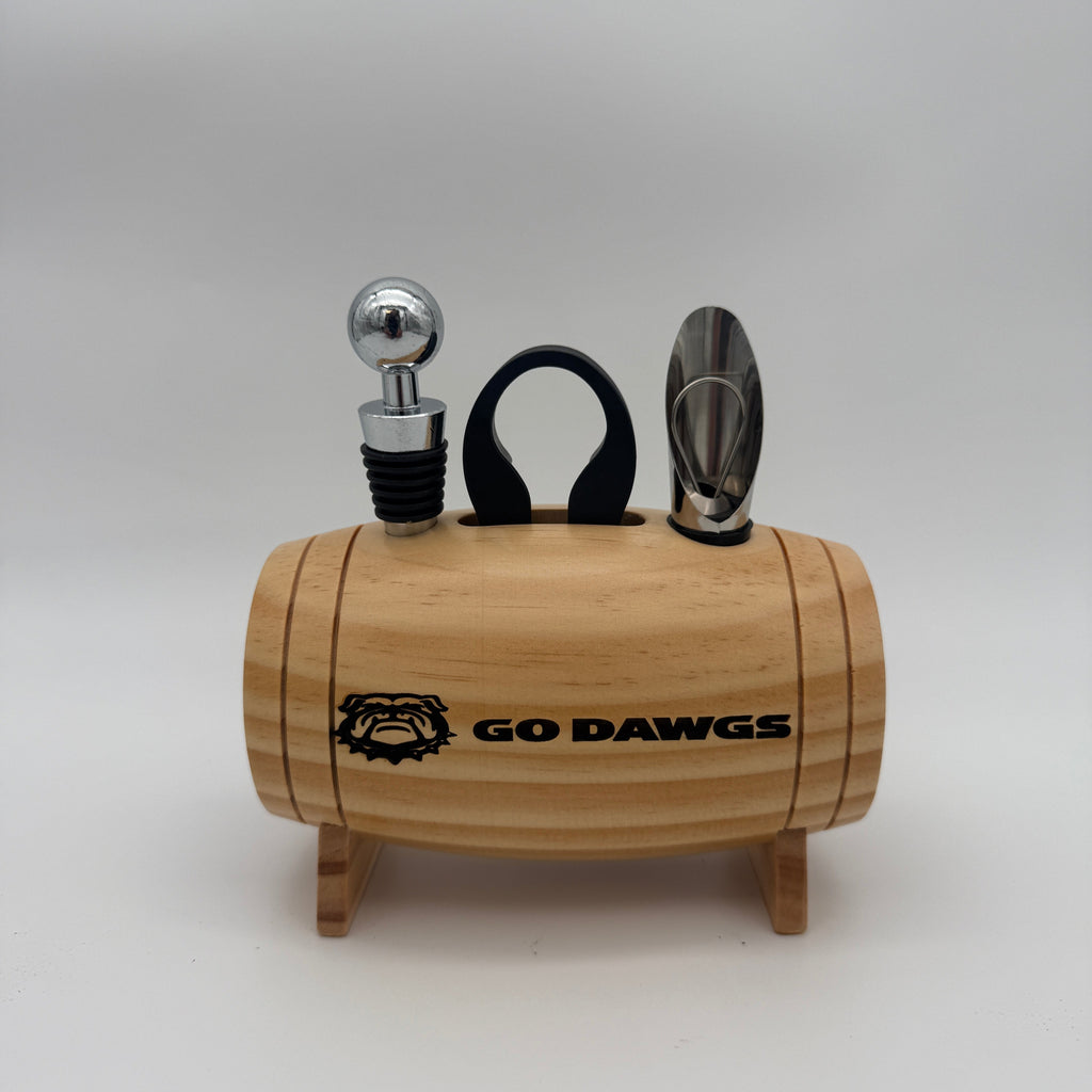 Custom Barrel 4-Piece Wine Tool Set - Perfect For Wine Lovers