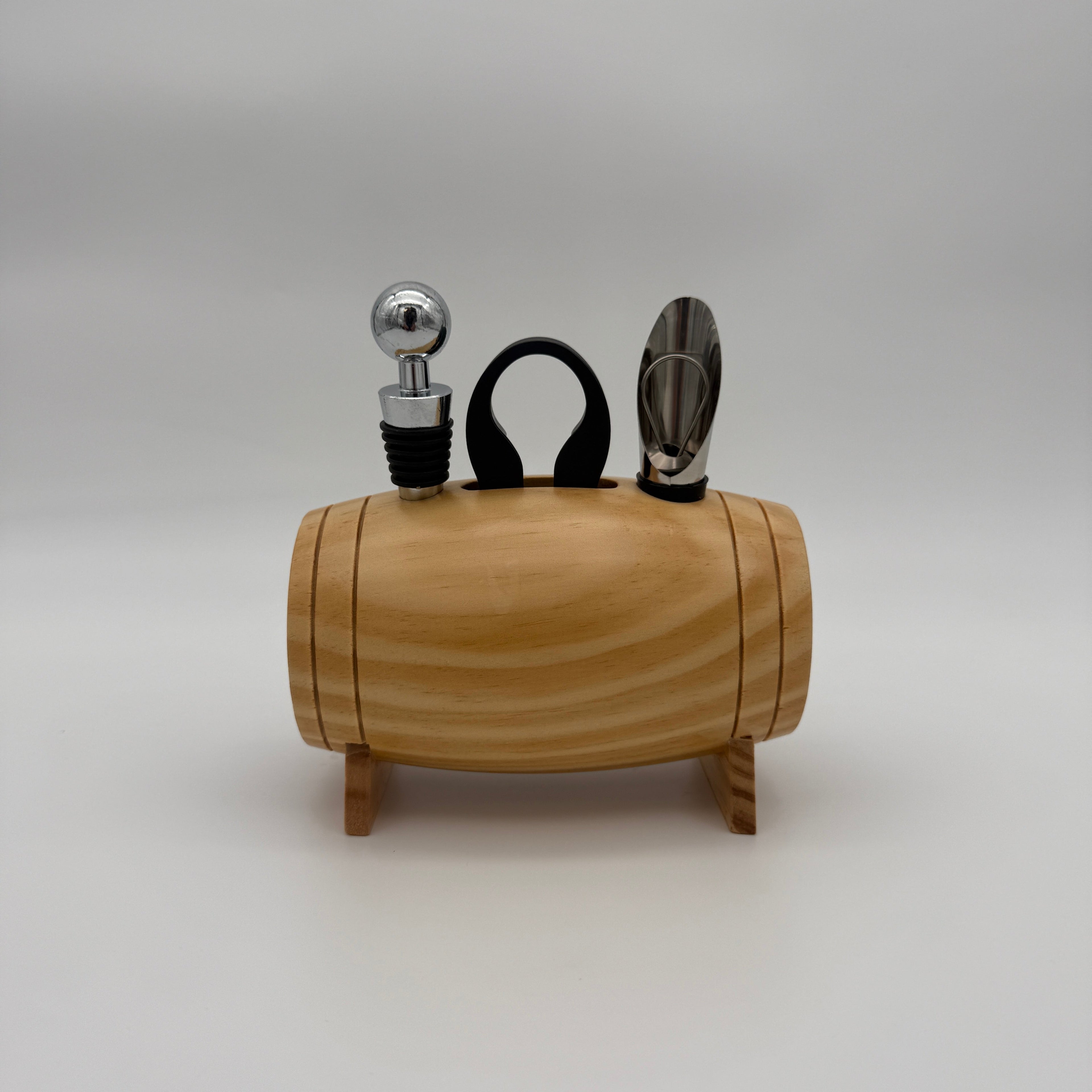 Custom Barrel 4-Piece Wine Tool Set - Perfect For Wine Lovers