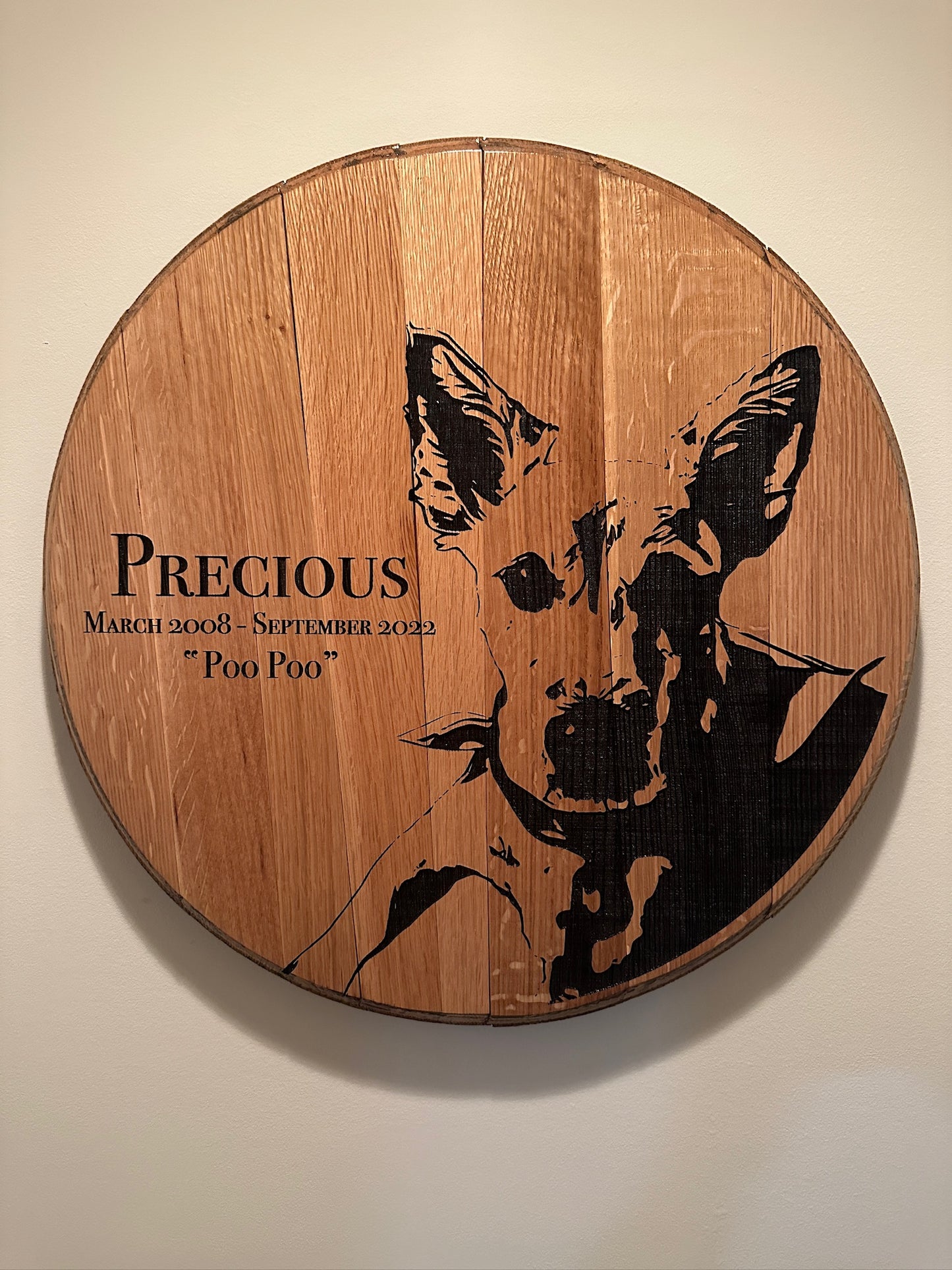 Custom Bourbon Barrel Head - Music, Movies, People & Pets