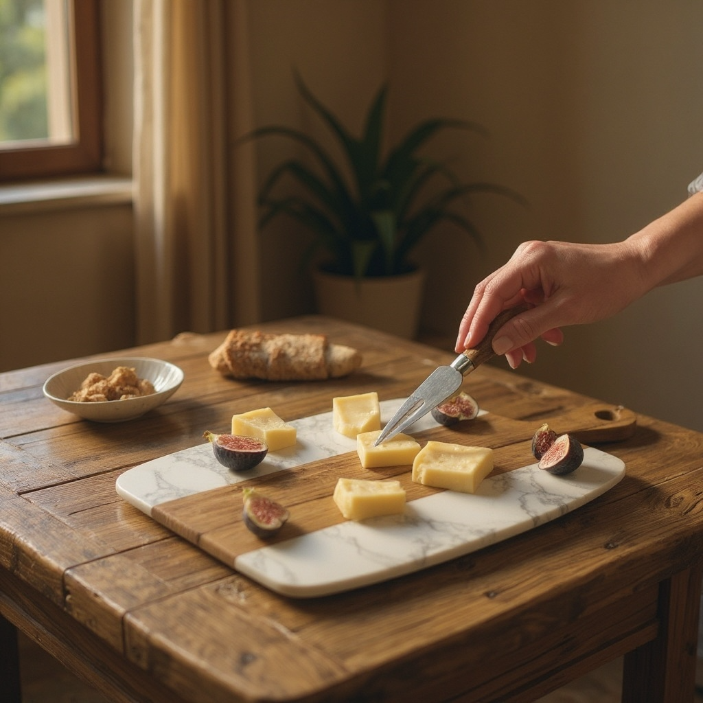 Elegant Custom Marble Serving Board 5 Piece Set- Perfect for Entertaining & Gifting