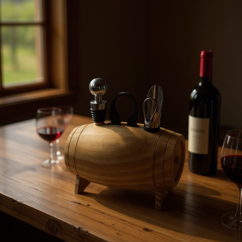 Custom Barrel 4-Piece Wine Tool Set - Perfect For Wine Lovers