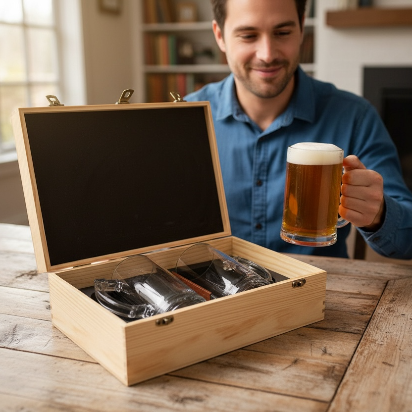 Personalized Beer Mug & Bottle Opener Box Set - Perfect For Beer Lovers