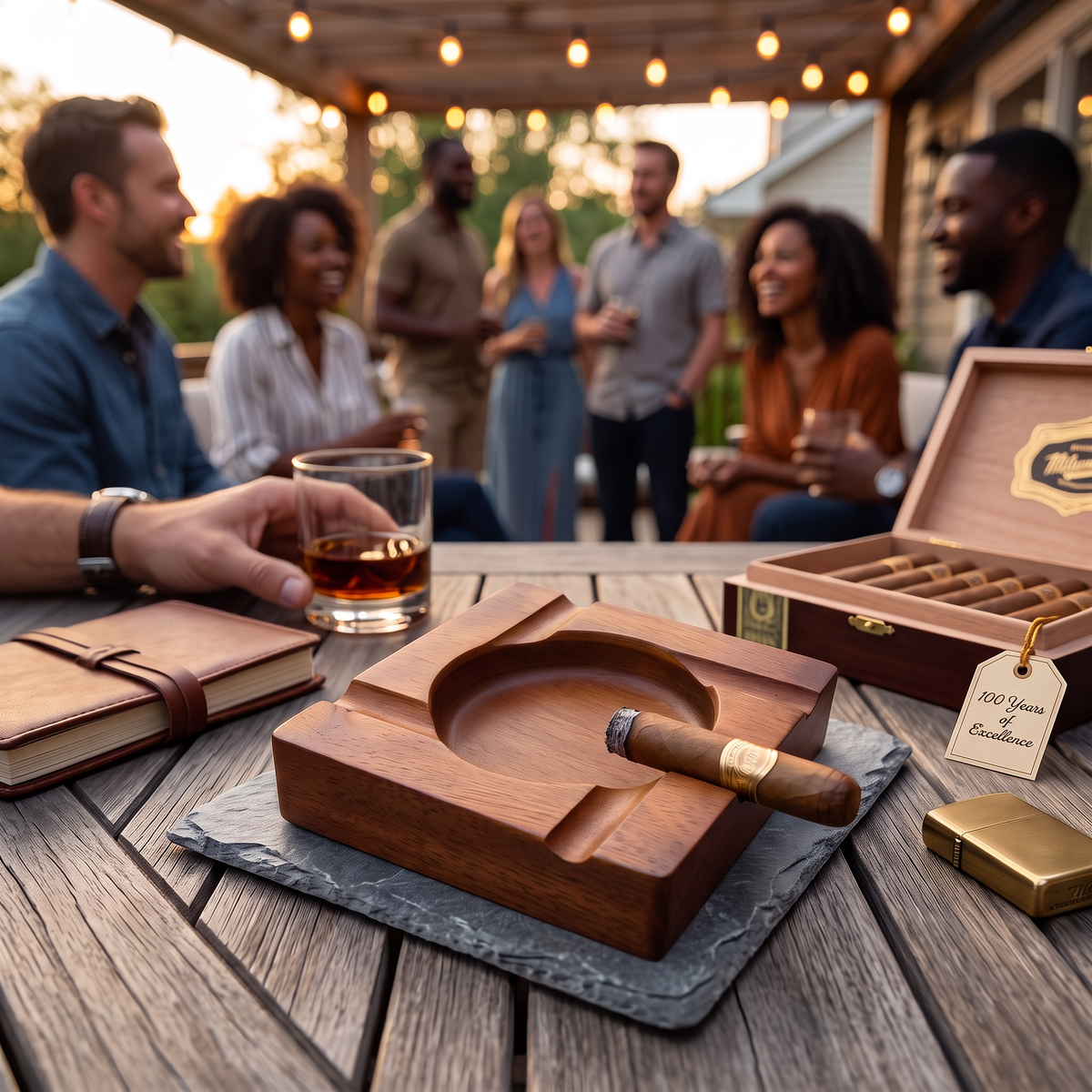 Black Walnut Cigar Ashtray - Perfect For Cigar Lovers