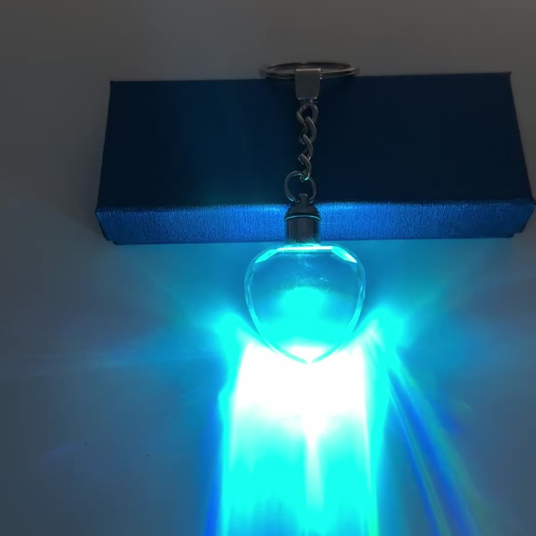 Personalized LED Light Crystal Keychain - Unique Customized Gift