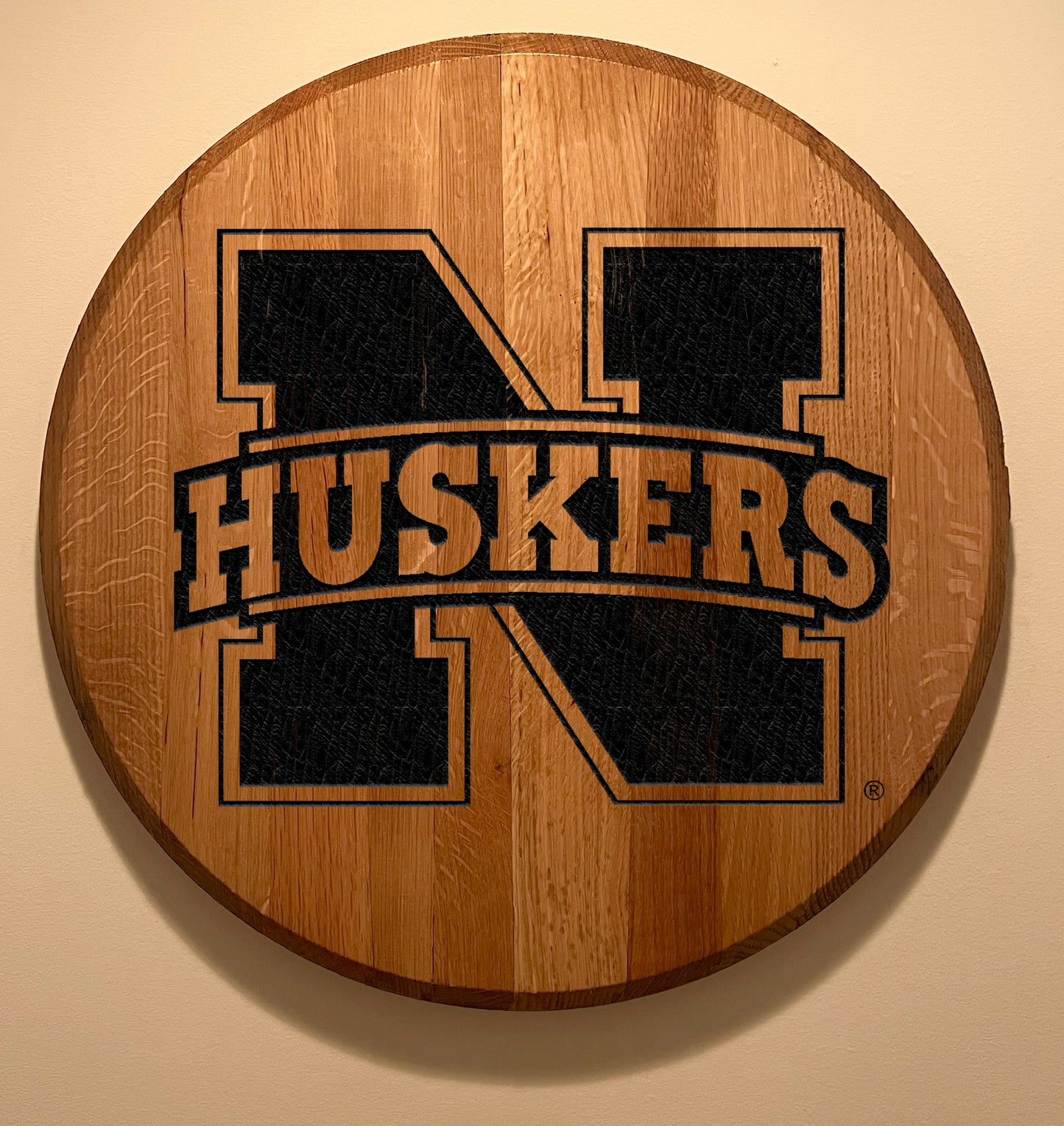 Nebraska Huskers Bourbon Barrel Head